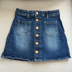 H&M Dark Blue Button-Front A-Line Denim Mini Skirt in size 8